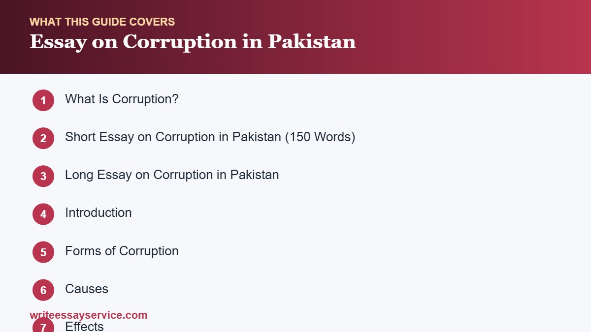 Roadmap of sections: Essay on Corruption in Pakistan: Causes, Effects and Solutions