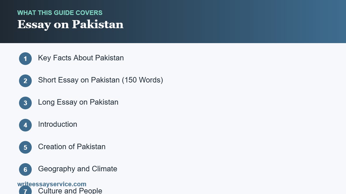 Roadmap of sections: Essay on Pakistan: Short and Long Samples for Students