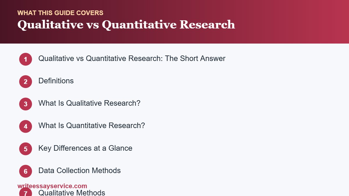 Roadmap of sections: Qualitative vs Quantitative Research: Key Differences, Examples and When to Use Each